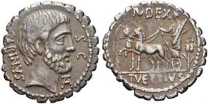 Roma, P. Vettius Sabinus, Denario, 70 a.C., ... 
