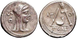 Roma, P. Sulpicius Galba, Denario, 69 a.C., ... 