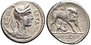 Roma, C. Hosidius C.f. Geta, Denario, 68 ... 