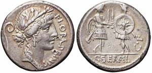 Roma, C. Servilius C.f., Denario, 57 a.C., ... 