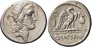 Roma, Q. Cassius Longinus, Denario, 55 a.C., ... 