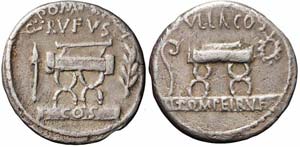 Roma, Q. Pompeius Rufus, Denario, 54 a.C., ... 