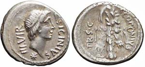 Roma, Q. Sicinius e C. Coponius, Denario, 49 ... 
