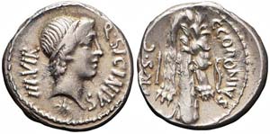 Roma, Q. Sicinius e C. Coponius, Denario, 49 ... 