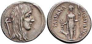 Roma, L. Hostilius Saserna, Denario, 48 ... 