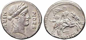 Roma, A. Licinius Nerva, Denario, 47 a.C., ... 