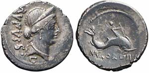 Roma, Mn. Cordius Rufus, Denario, 46 a.C., ... 