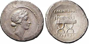 Roma, C. Considius Paetus, Denario, 46 a.C., ... 