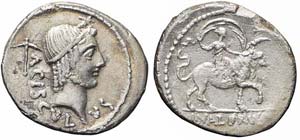 Roma, L. Valerius Acisculus, Denario, 45 ... 