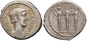 Roma, P. Accoleius Lariscolus, Denario, 43 ... 