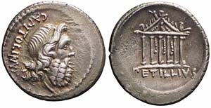 Roma, Petillius Capitolinus, Denario, 43 ... 