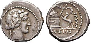 Roma, C. Vibius Varus, Denario, 42 a.C., Ag ... 