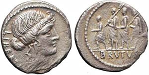 Roma, M. Iunius Brutus, Denario, 54 a.C., Ag ... 