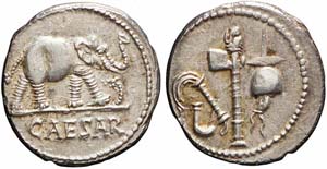 Itinerante, C. Iulius Caesar, Denario, 49-48 ... 