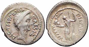 Roma, C. Iulius Caesar, Denario, 44 a.C., Ag ... 