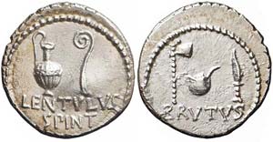 Itinerante, M. Iunius Brutus, Denario, 43-42 ... 