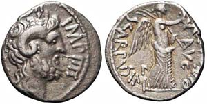Cirenaica, Marco Antonio, Denario, 31 a.C., ... 