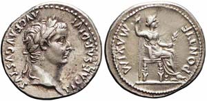 Lione, Tiberio, Denario, 14-37, Ag (3,67g x ... 