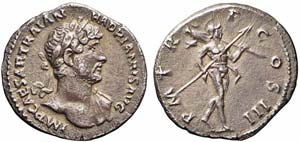 Roma, Adriano, Denario, 119-125, Ag (2,74g x ... 