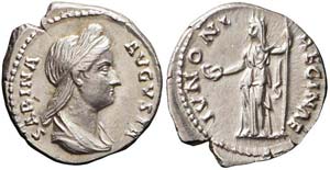 Roma, Sabina, Denario, 128-137, Ag (3,54g x ... 