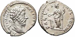Roma, Marco Aurelio, Denario, 169-170, Ag ... 