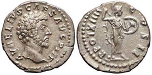 Roma, Marco Aurelio, Denario, 159-160, Ag ... 