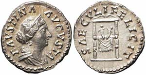 Roma, Faustina II, Denario, 161-176, Ag ... 