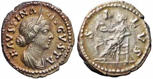 Roma, Faustina II, Denario, 161-176, Ag ... 