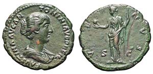 Roma, Faustina II, Asse, 152-153, AE (10,79g ... 