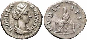 Roma, Lucilla, Denario, 164-169, Ag (3,44g x ... 