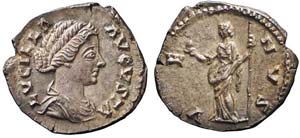 Roma, Lucilla, Denario, 164-169, Ag (3,52g x ... 
