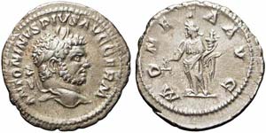 Roma, Caracalla, Denario, 213-217, Ag (3,07g ... 