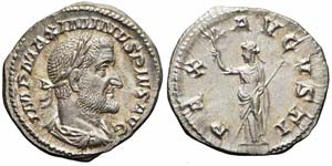 Roma, Massimino I, Denario, 236-237, Ag ... 