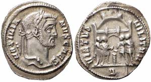 Roma, Galerio Valerio, Argenteo, 295-297, Ag ... 