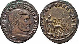 Ostia, Massenzio, Follis, 309, AE (5,50g x ... 