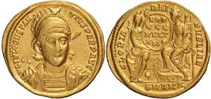 Antiochia, Costanzo II, Solido, 351-355, Au ... 