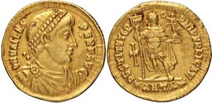Antiochia, Valente, Solido, 364, Au (4,45g x ... 