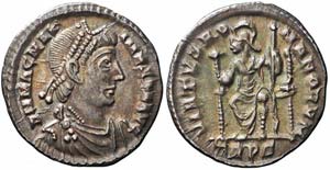 Treviri, Magno Massimo, Siliqua, 383-388, Ag ... 