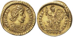 Costantinopoli, Teodosio I, Solido, 383-388, ... 