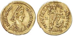 Roma, Onorio, Solido, 404-408, Au (4,42g x ... 