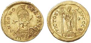 Costantinopoli, Zeno, Solido, 476-491, Au ... 