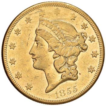 STATI UNITI, 20 DOLLARI 1855 ... 