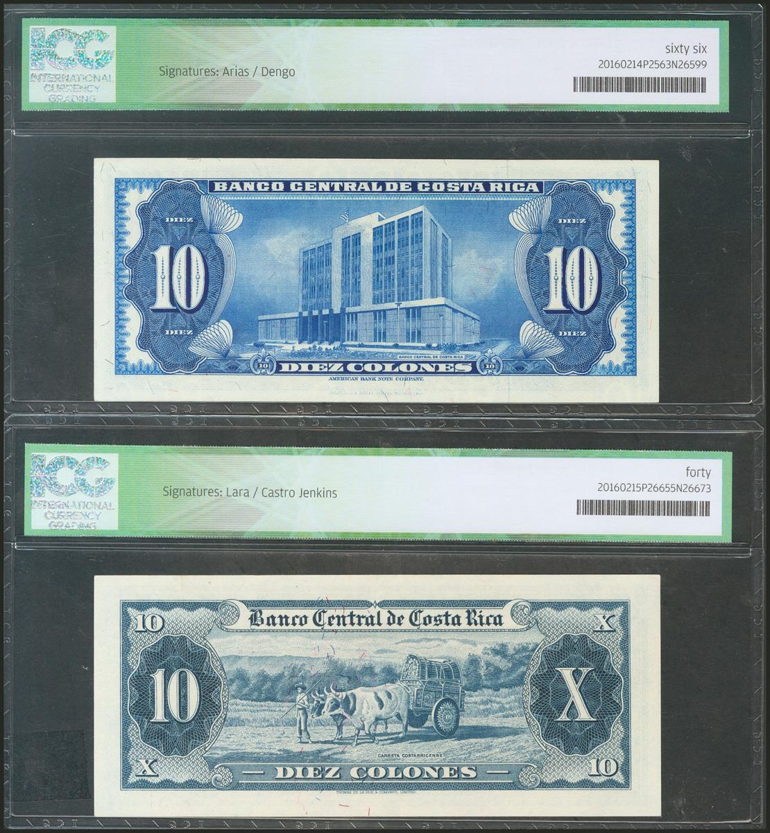COSTA RICA. Set of 2 banknotes of 10 Colones. ... - Ibercoin - Subastas ...