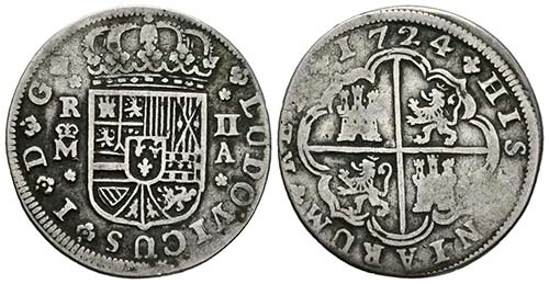 LUIS I (1724). 2 Reales (Ar. ... 