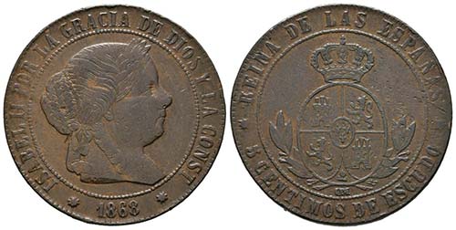 ISABEL II (1833-1868). 5 Céntimos ... 