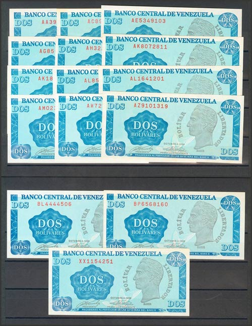 VENEZUELA. Conjunto de 15 billetes ... 