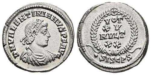 VALENTINIANO II. Siliqua. (Ar. ... 