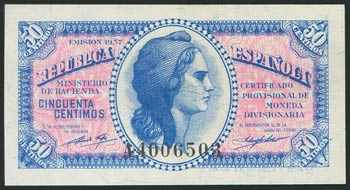 50 céntimos. 1937. Serie A. ... 