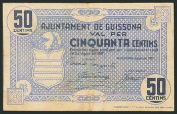 GUISSONA (LERIDA). 50 Céntimos. 2 ... 