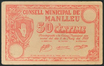 MANLLEU (BARCELONA). 50 Céntimos. ... 